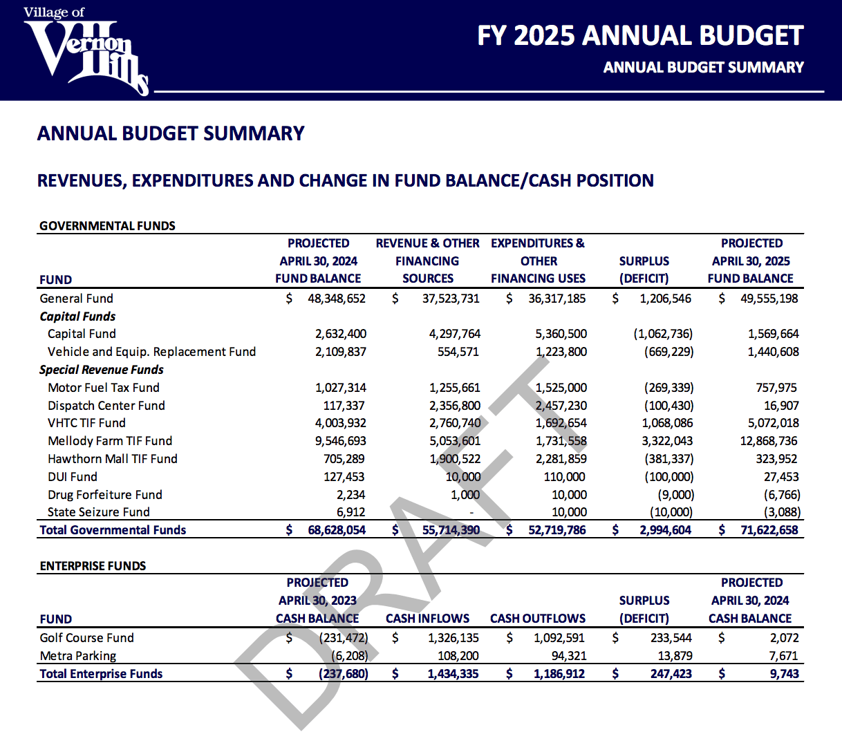 Draft 2025 Budget Graphic