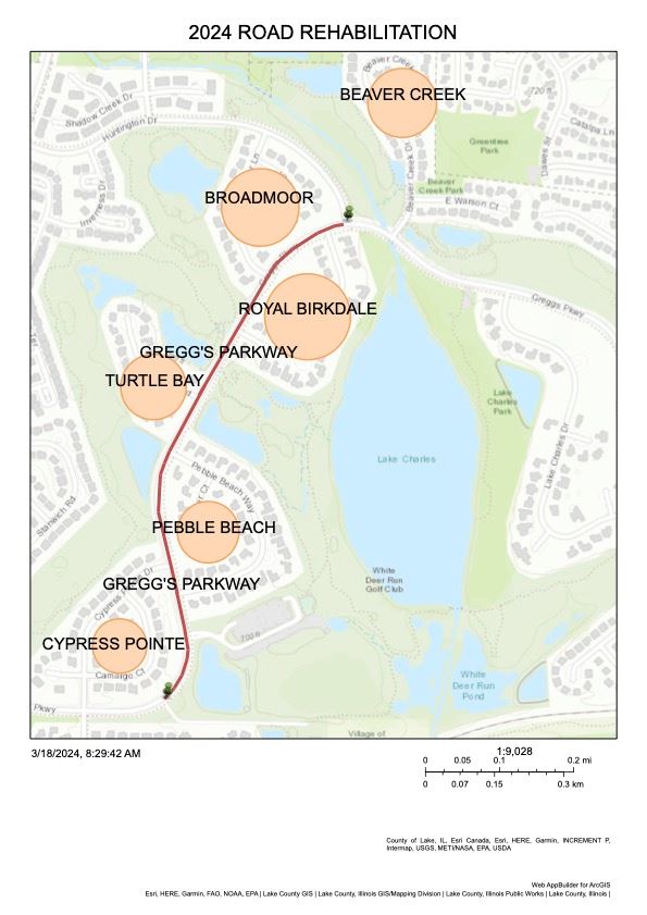 Greggs Landing Road Rehab Map 2024